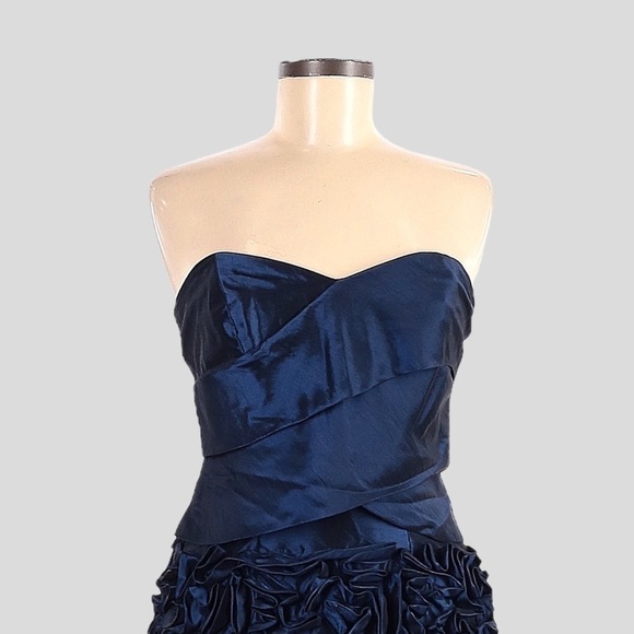 Laundry by Shelli Segal Strapless Navy Satin Rosette Cocktail Party Dress Size 6 - Picture 3 of 7